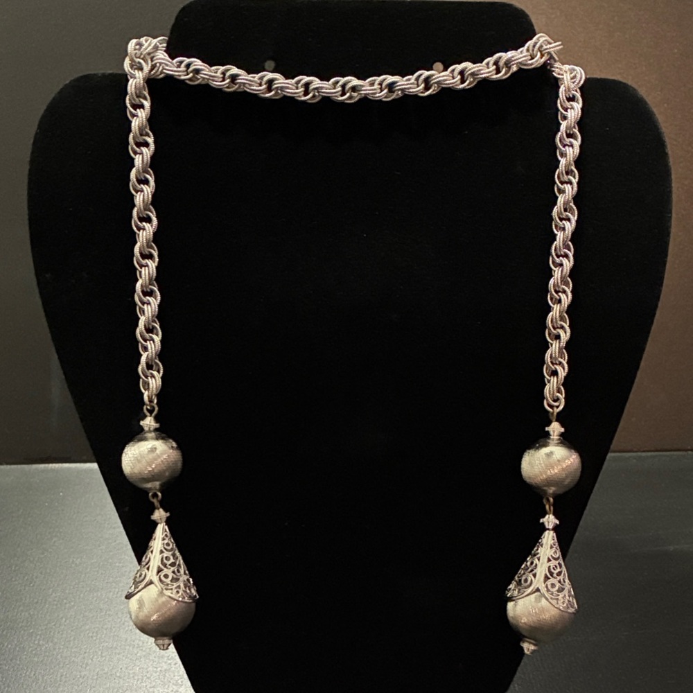 Monet Vintage 1960’s Silver-Tone Bolero Lariat Necklace